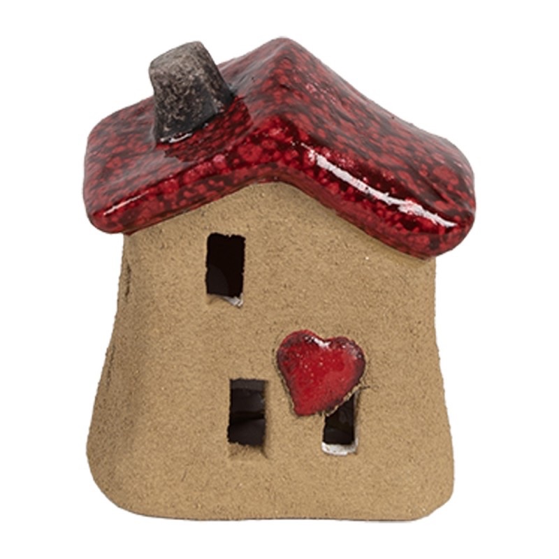 Casetta decorativa in ceramica H8 marrone rosso Clayre & Eef