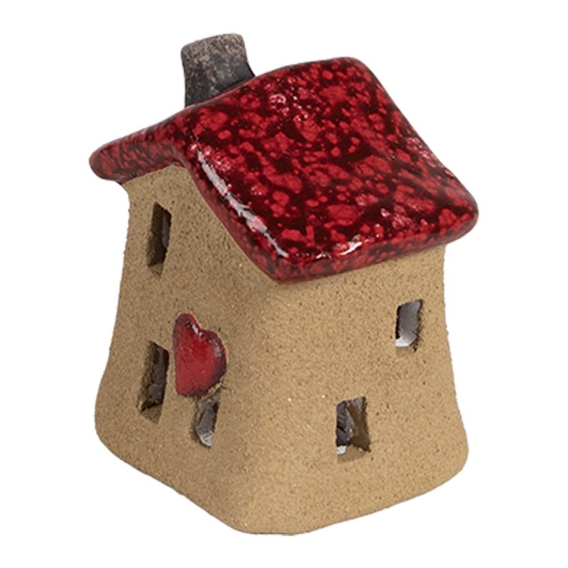 Casetta decorativa in ceramica H8 marrone rosso Clayre & Eef - immagine 4