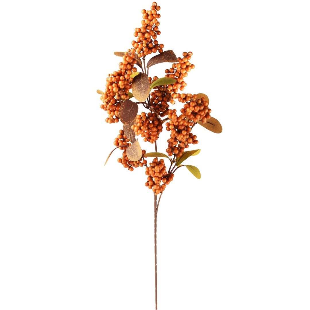 Ramo bacche con foglie H62 orange Dekoratief