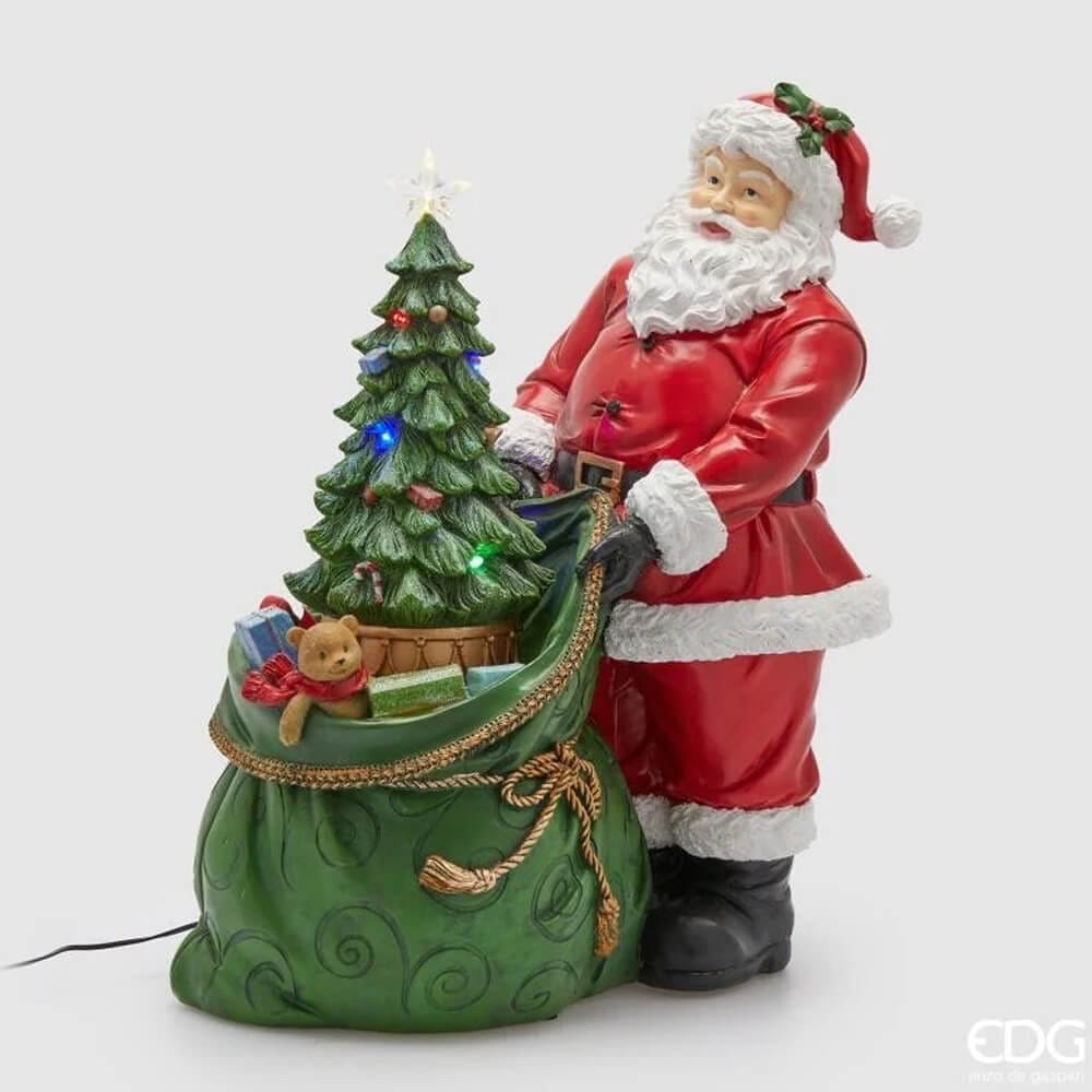 Babbo Natale con sacco H47 con musica, movimento e led green red Enzo De Gasperi