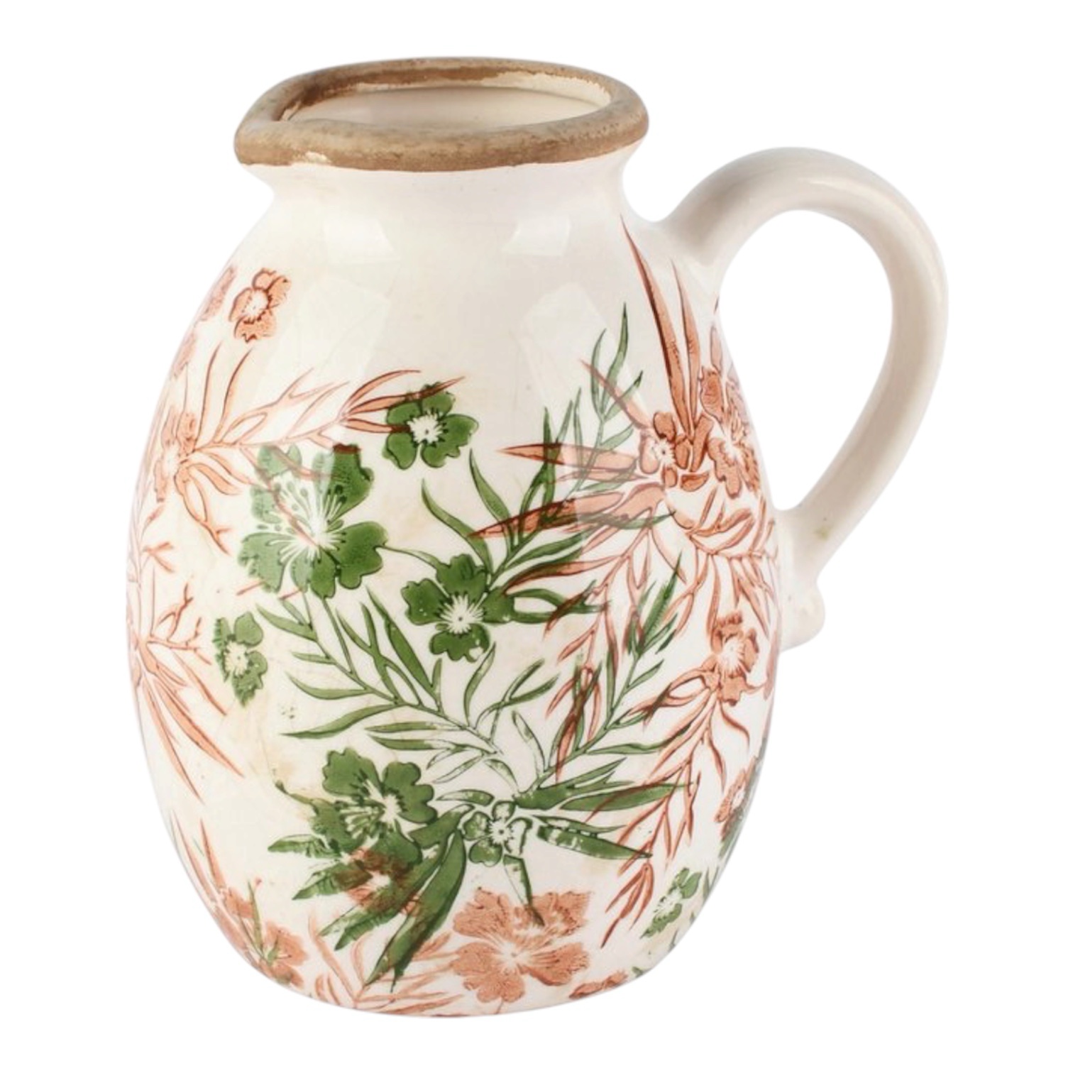 Brocca decorativa in ceramica con disegno floreale H18 Dekoratief