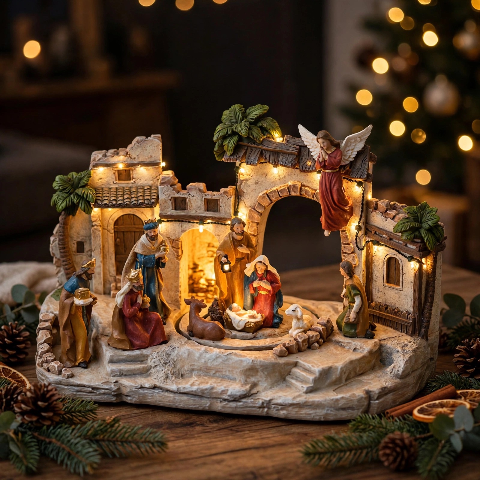 Diorama presepe musica+movimento+luci H22,5 multicolor Enzo De Gasperi - immagine 2